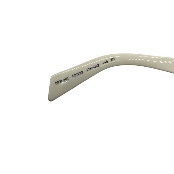 PRADA POLISHED WHITE / GREY LENS SQUARE ACETATE FRAME SUNGLASSES
